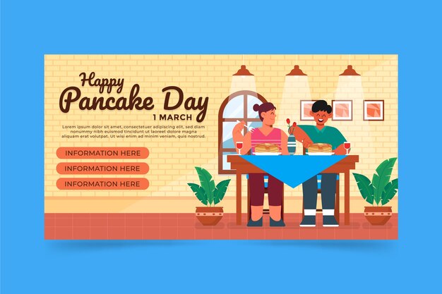 Flat pancake day social media post template