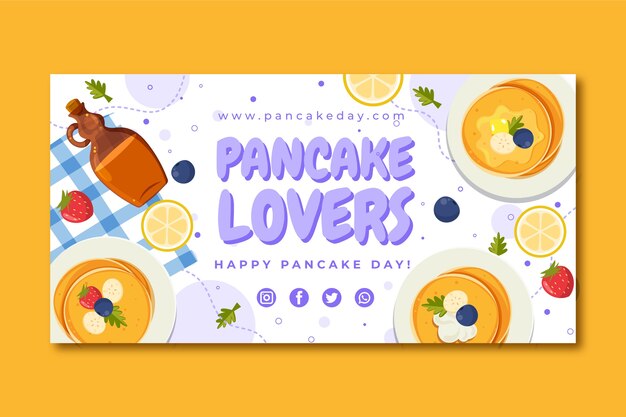 Flat pancake day social media post template