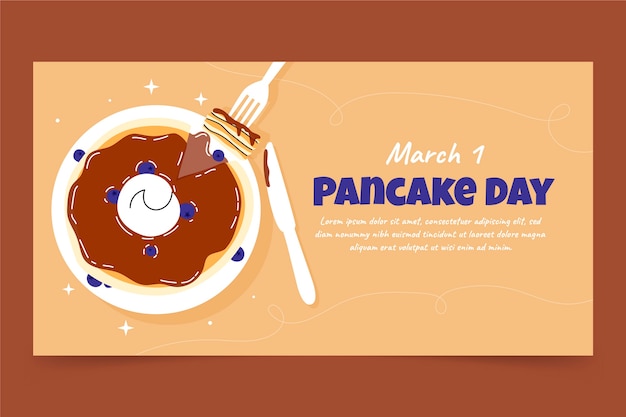 Modello di post sui social media per il giorno del pancake piatto