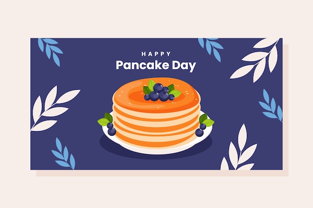 Flat pancake day social media post template