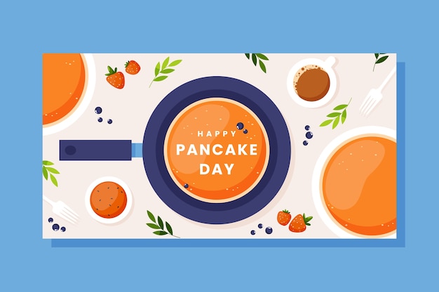 Flat pancake day social media post template