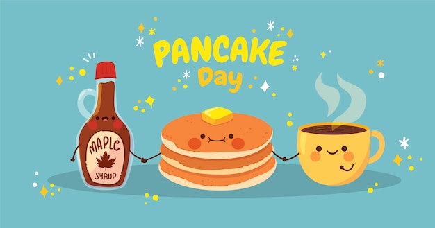 Flat pancake day social media post template