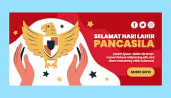 Free vector flat pancasila day horizontal banner template