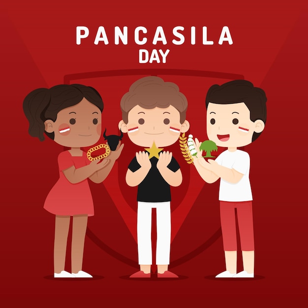 Flat pancasila day illustration