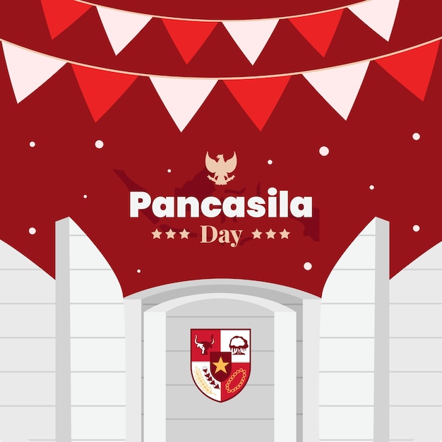 Free vector flat pancasila day illustration