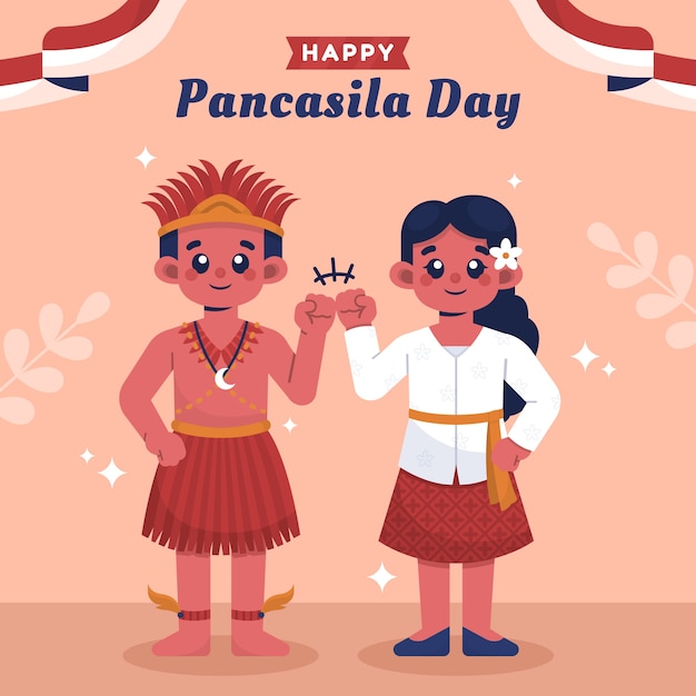 Free vector flat pancasila day illustration