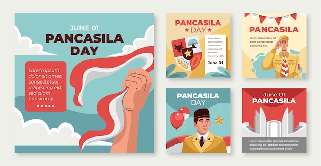Flat pancasila day instagram posts collection