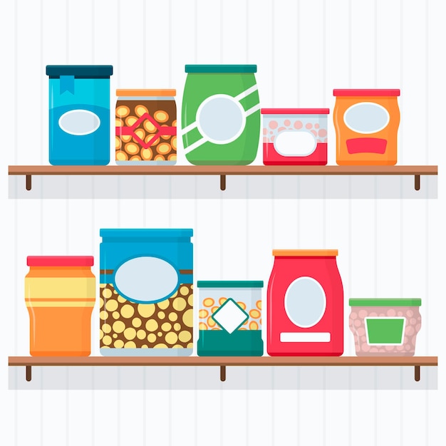 Free vector flat pantry food collection