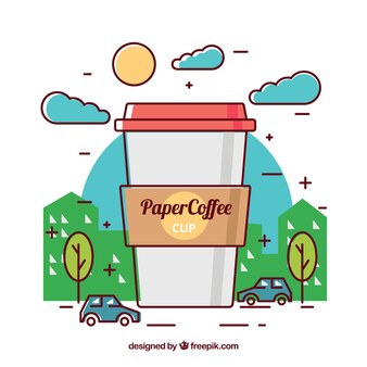 Flat paper coffee cup background