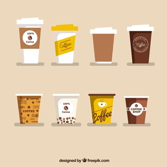 Flat paper coffee cup collection