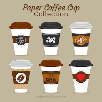 Flat paper coffee cup collection