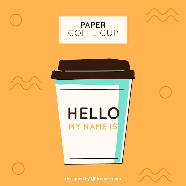 Flat paper coffee cup