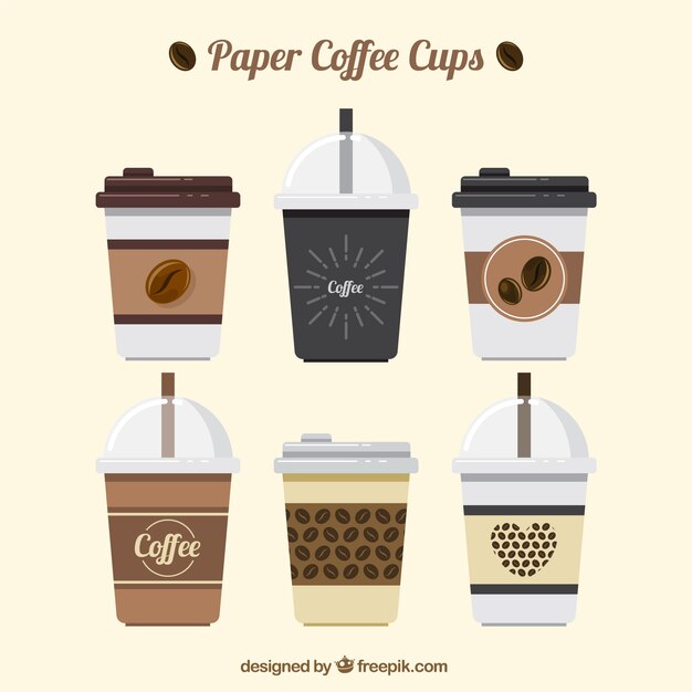 Flat paper coffee cup 