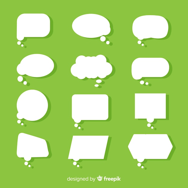 Free vector flat paper style speech bubble on green background