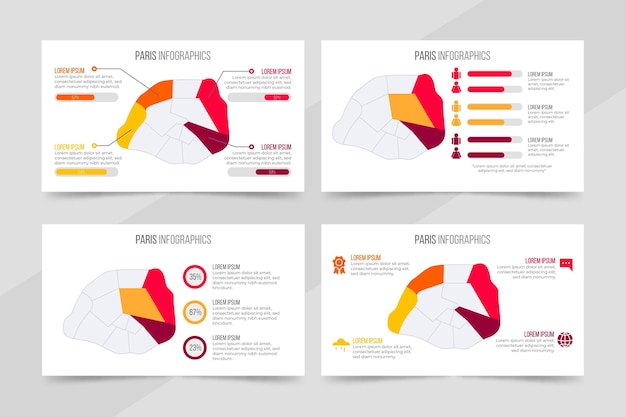 Free vector flat paris map infographics