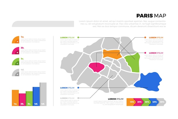 Flat paris map infographics