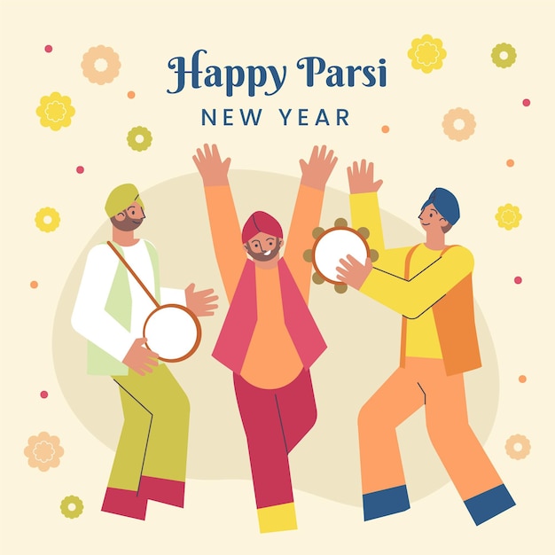 Flat parsi new year illustration