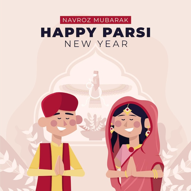 Flat parsi new year illustration