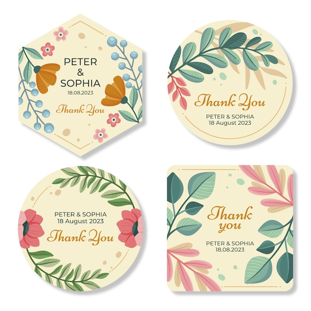 Free vector flat party favor labels collection