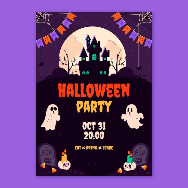 Invito a una festa piatta per halloween