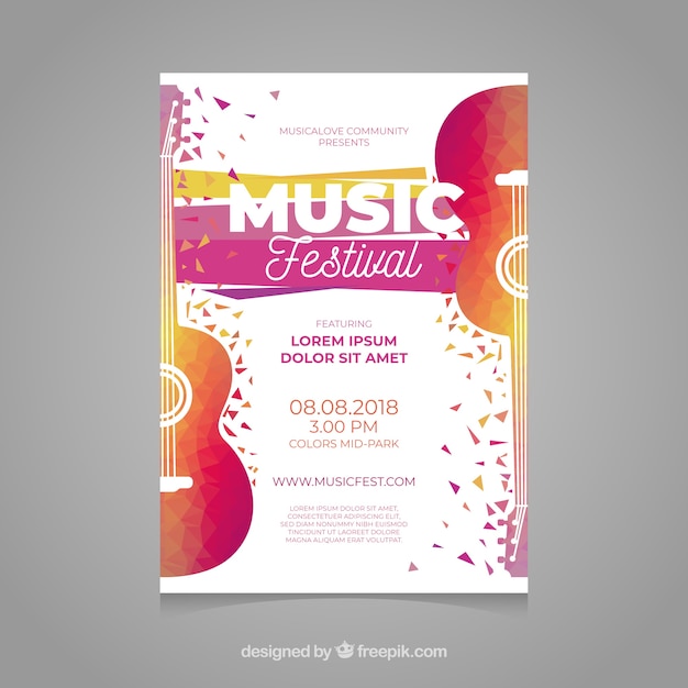 Free vector flat party poster template with geometric design