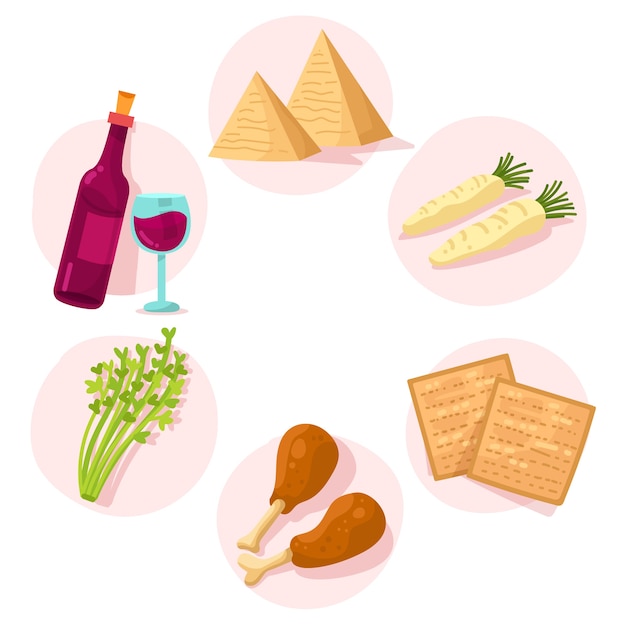 Free vector flat passover elements collection