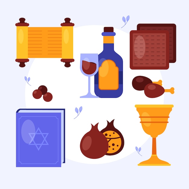 Free Vector flat passover elements collection