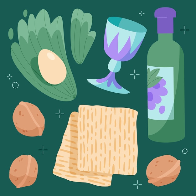 Free vector flat passover elements collection