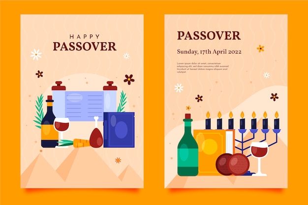 Free vector flat passover greeting card template