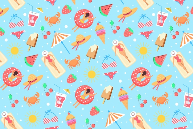 Flat pastel summer pattern design