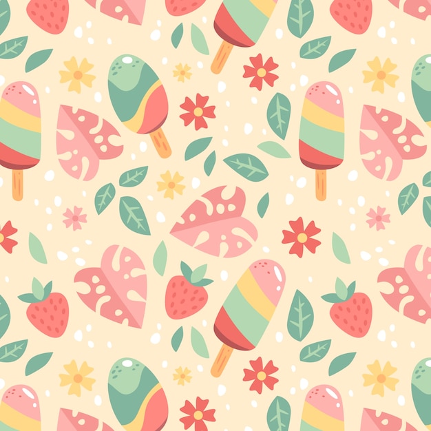 Free vector flat pastel summer season pattern design