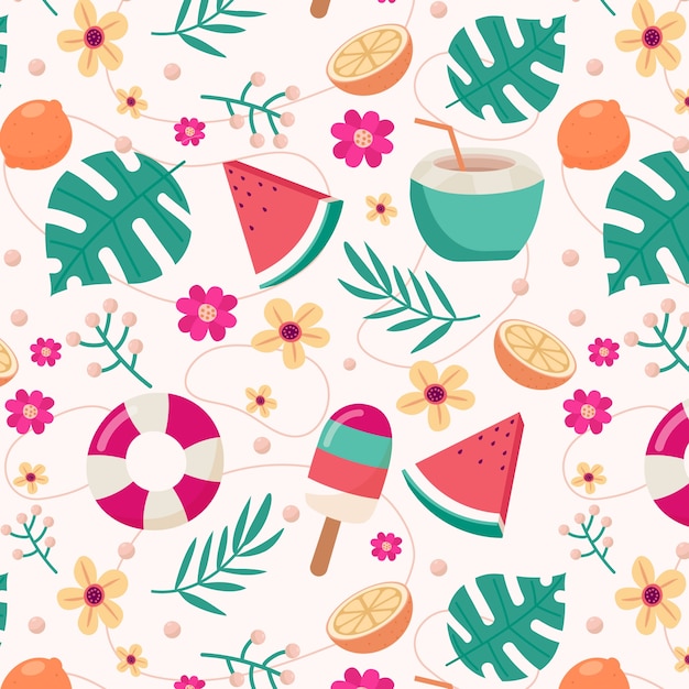 Free vector flat patten design for summertime