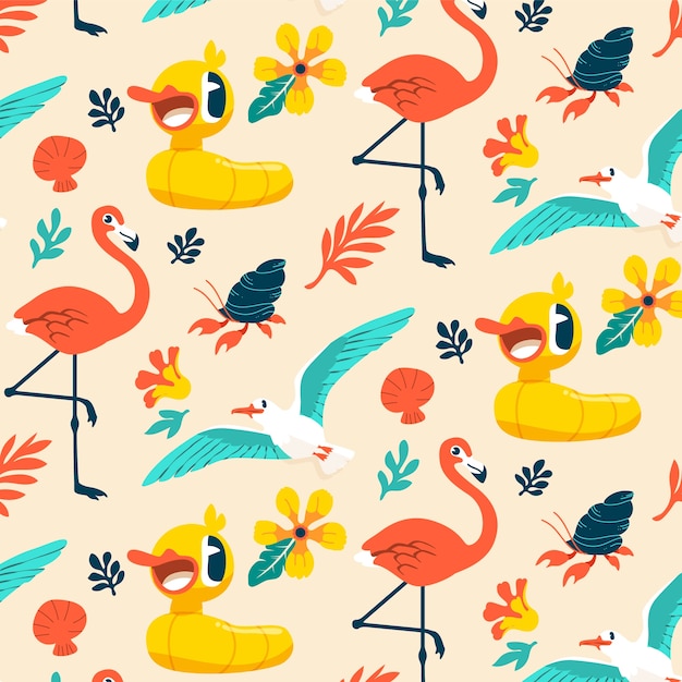 Free vector flat patten design for summertime