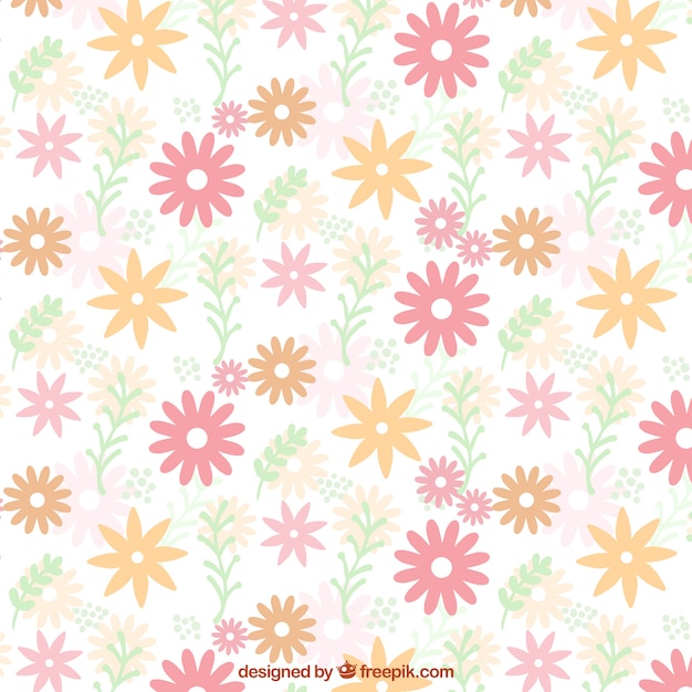 Free vector flat pattern of cute flowers in pastel colors