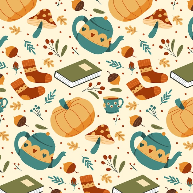 Free vector flat pattern design for autumn season celebration