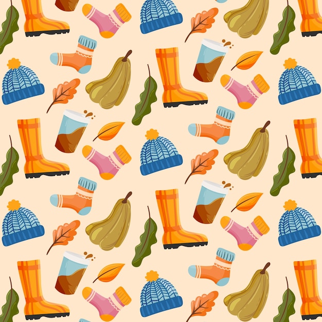 Free vector flat pattern design for autumn season celebration