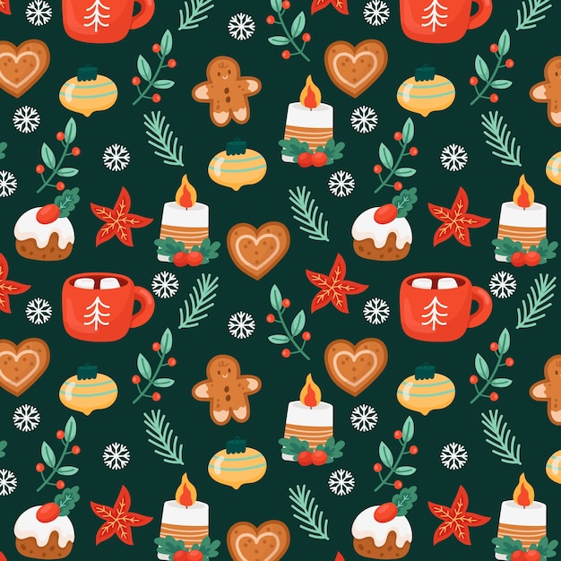 크리스마스 시즌 축하를 위한 플랫 패턴 디자인