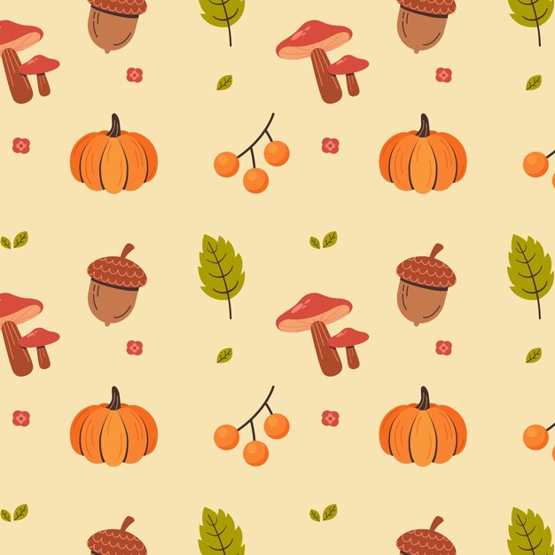 秋の季節の祝賀のためのフラットパターンデザイン