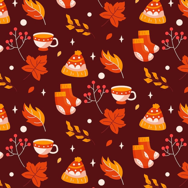 秋のお祝いのためのフラット パターン デザイン