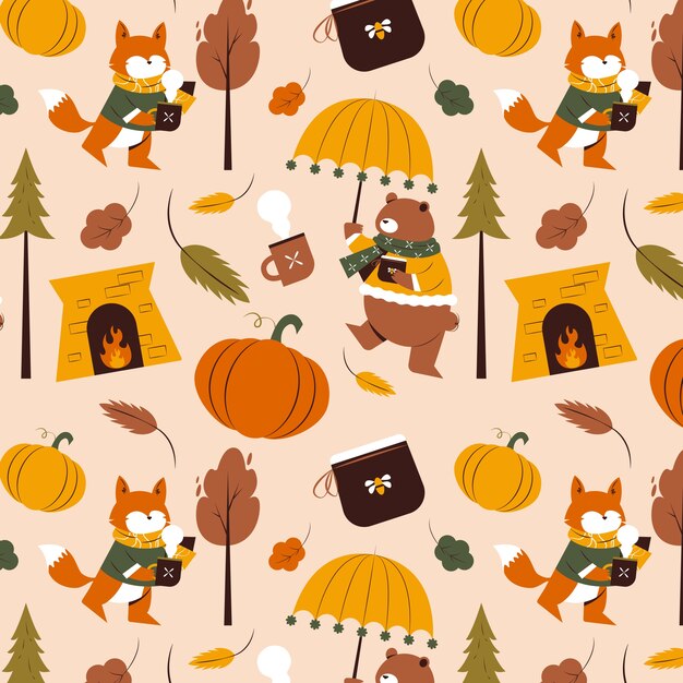 Flat pattern design for fall season celebration