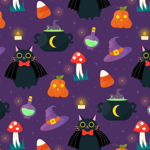 Vettore gratuito design piatto per la celebrazione della stagione di halloween