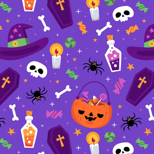 Free vector flat pattern design for halloween season celebration