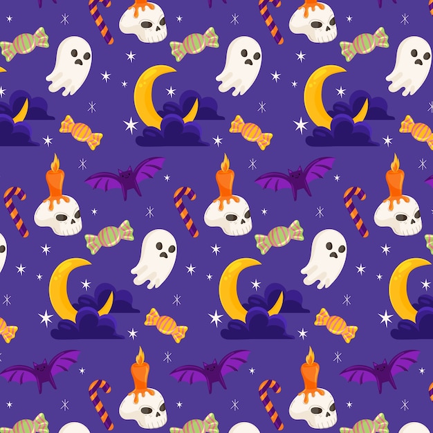 Vettore gratuito design a motivo piatto per la stagione di halloween