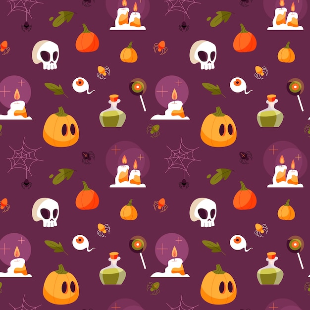 Vettore gratuito design a motivo piatto per la stagione di halloween