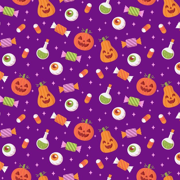 Vettore gratuito design a motivo piatto per la stagione di halloween