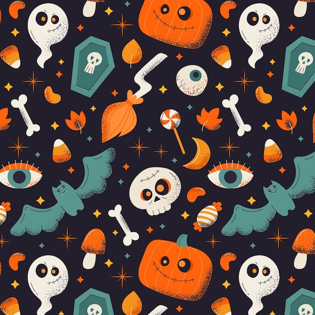 Vettore gratuito design a motivo piatto per la stagione di halloween