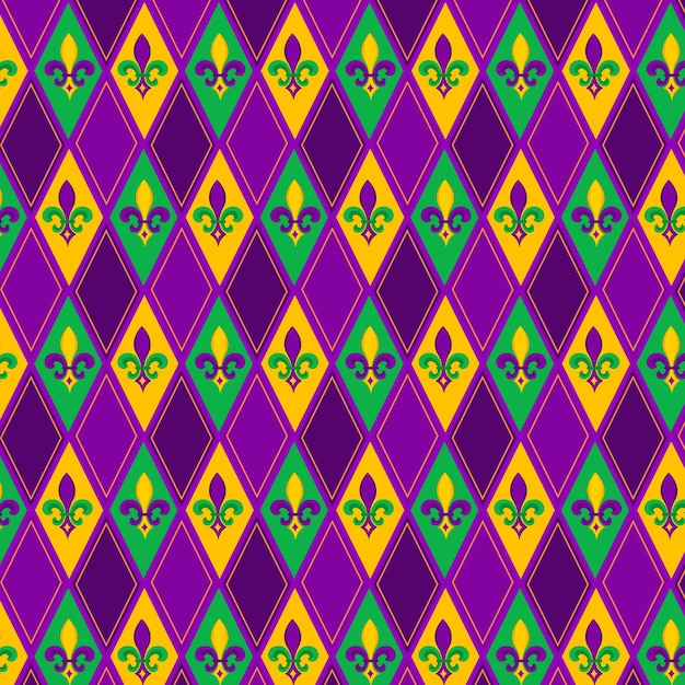 Flat pattern design for mardi gras festival