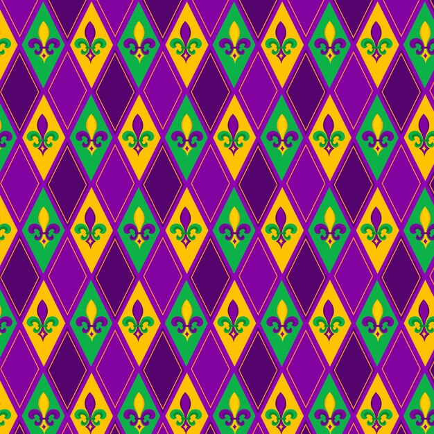 마디 그라스 축제 를 위한 평평 한 패턴 디자인