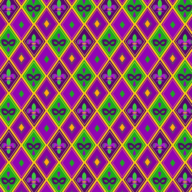 Flat pattern design for mardi gras festival