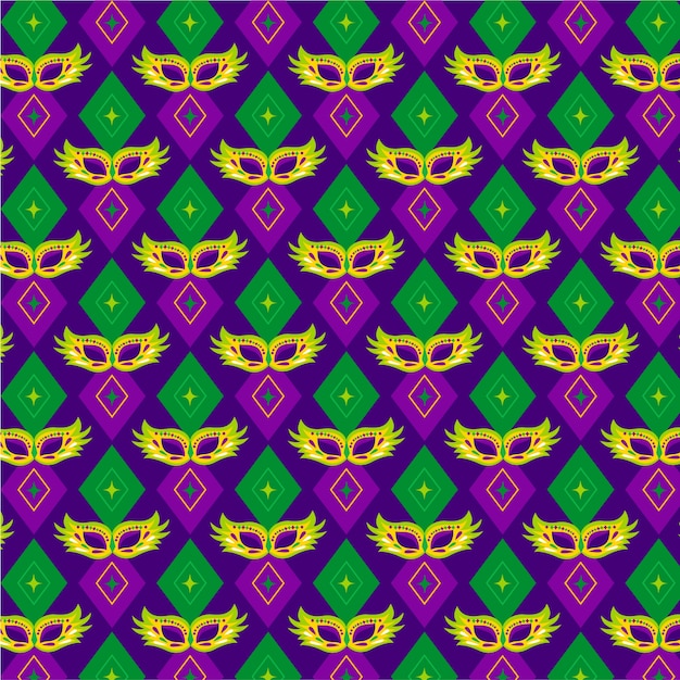 Free vector flat pattern design for mardi gras festival